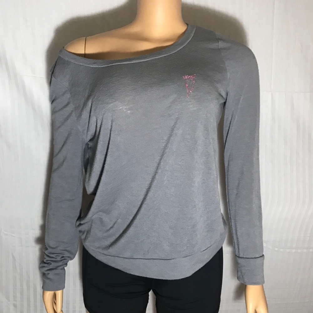 Victoria's Secret Grey Top with Pink Ribbon